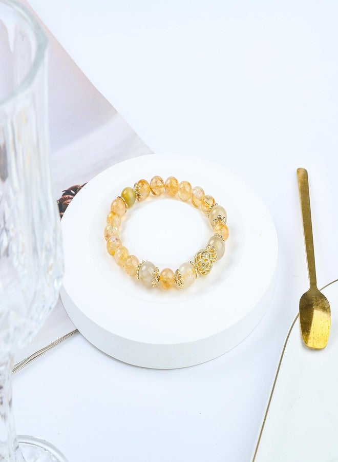 Moslovstar Natural Healing Citrine Bracelet for Women 8mm Beaded Bracelets Crystal Stretch Jewelry Yoga Protection Gifts 7 inches - Image 2